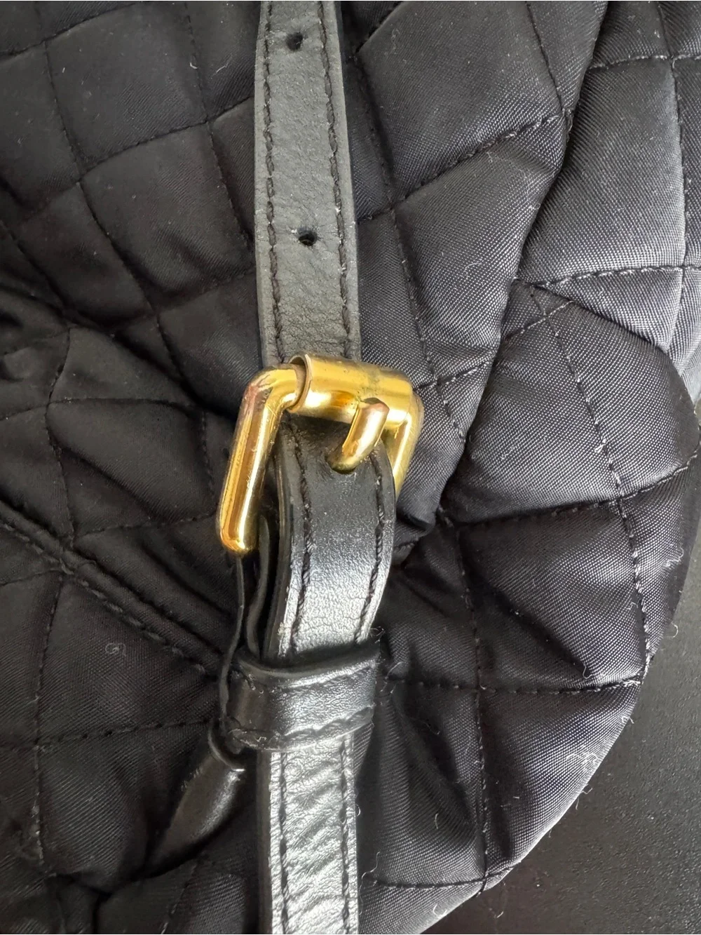 Moschino Quilted Nylon Gold Logo Black Backpack